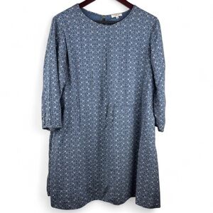 Aritzia Wilfred Oversized Flowy Blue White Patterned Dress Small Boho Cottage